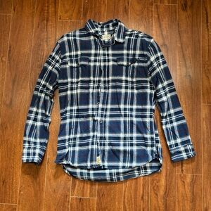 Blue and White Plaid Button-Up Shirt